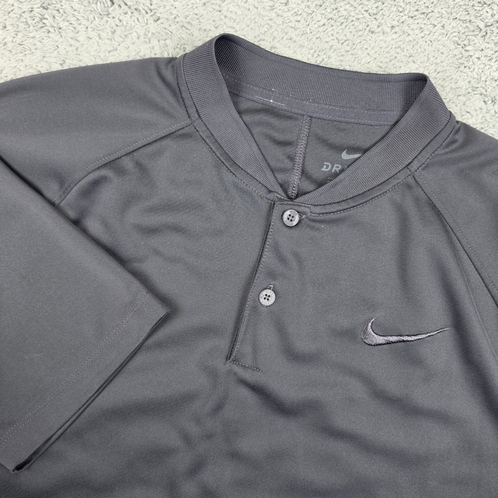 Nike Blade Collar Polo Shirt Mens Medium Dark Gray Golf Dri-FIT Short Sleeve EUC